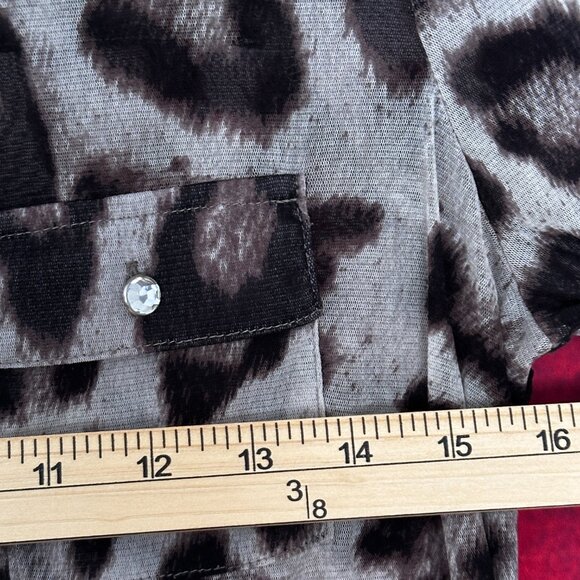 INC INTERNATIONAL CONCEPTS WOMEN'S LONG SLEEVE LEOPARD PRINT BLOUSE, SIZE S-SMAL - Picture 7 of 8